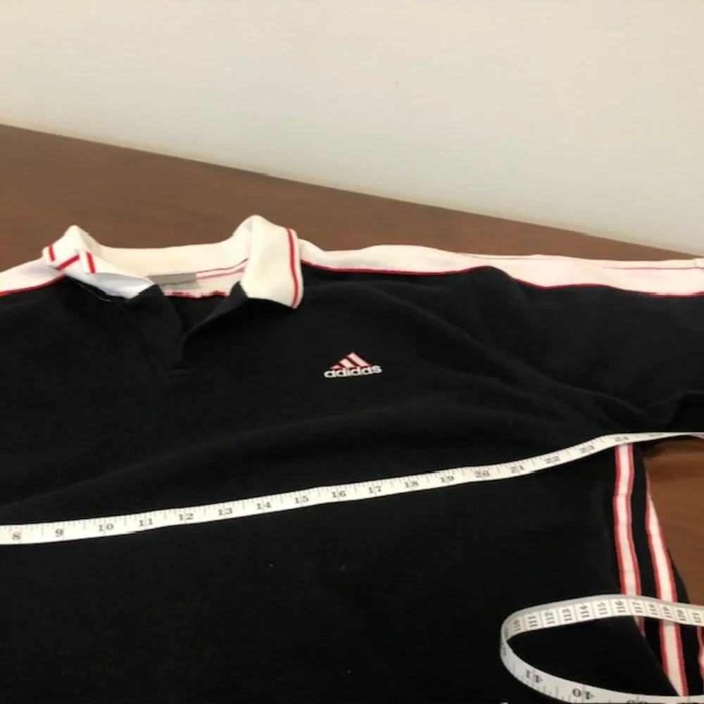 Adidas Vintage Black White Red Polo Shirt Size XXL.